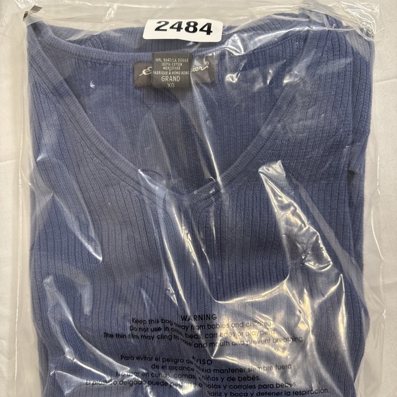 VEST SWEATER Eddie Bauer  MEN XL TALL Cotton V-Neck Navy Blue Cable Knit Ribbed - Picture 6 of 6